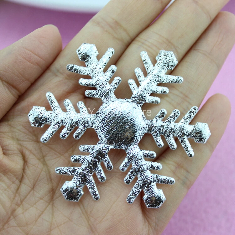 300 шт./лот Большой Серебряный Блестящий фетровая Снежинка аппликация патч из