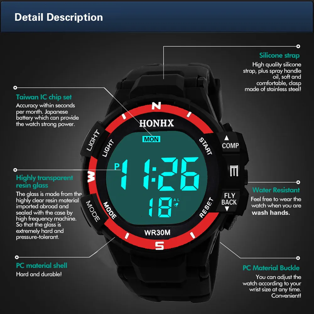 Мужские часы 2018 спортивные военные мужские Роскошные Аналоговые Цифровые