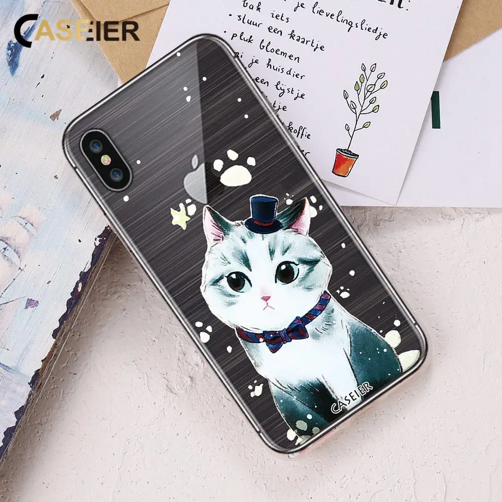 CASEIER милый мягкий чехол для телефона iPhone X 3D рельефный Силиконовый ТПУ 7 8 Plus милые