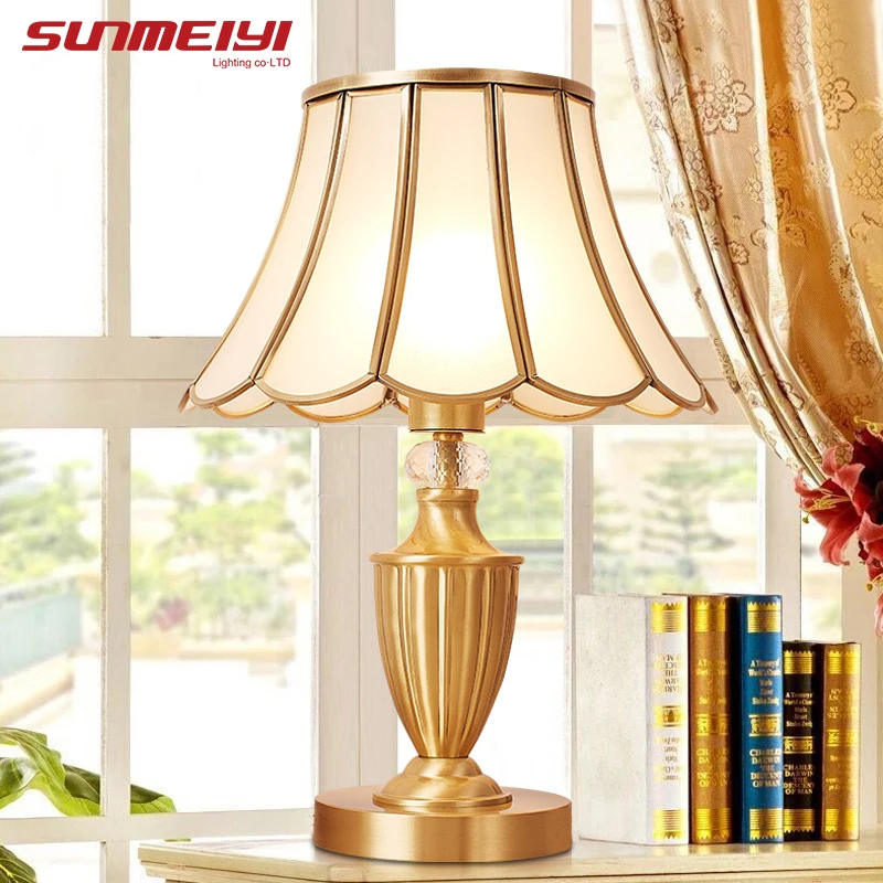 Современные светодиодсветодиодный настольные лампы медные прикроватные