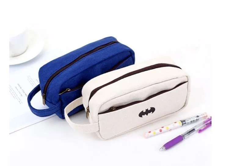 Cartoon Superhero Big Canvas Pencil Case For Boys Cute Large Pencil Box Pen Case School Supplies Stationery