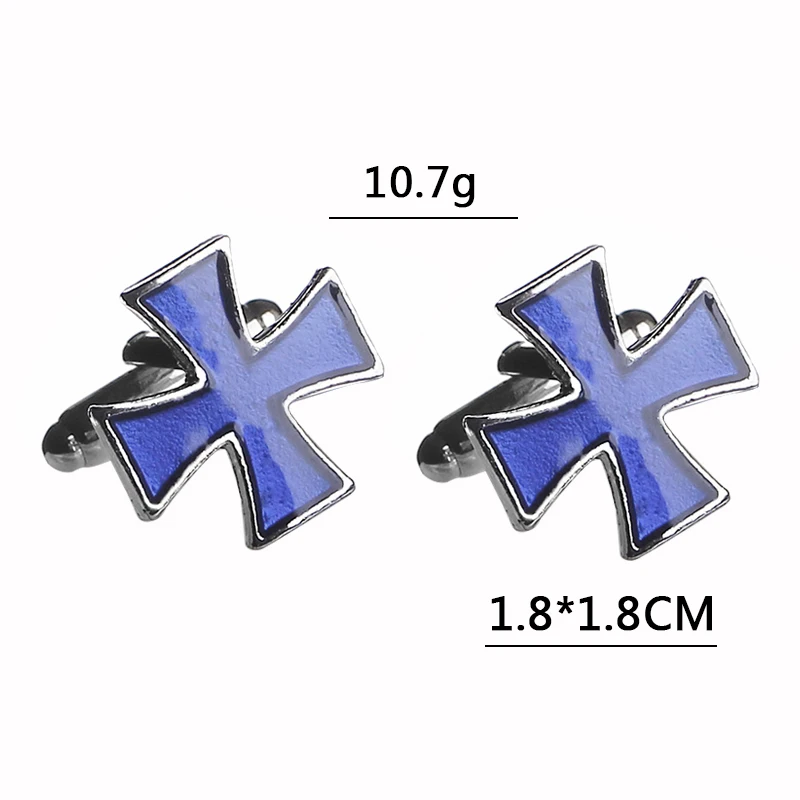 В римском стиле французский Стиль Голубая Эмаль Крест для мужских рубашек и Для