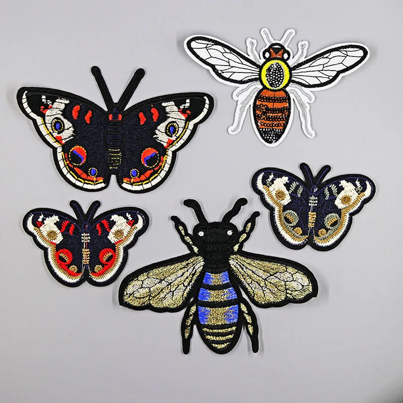 Большая Бабочка Насекомое червь вышитые утюжки на патчи для одежды Сделай Сам
