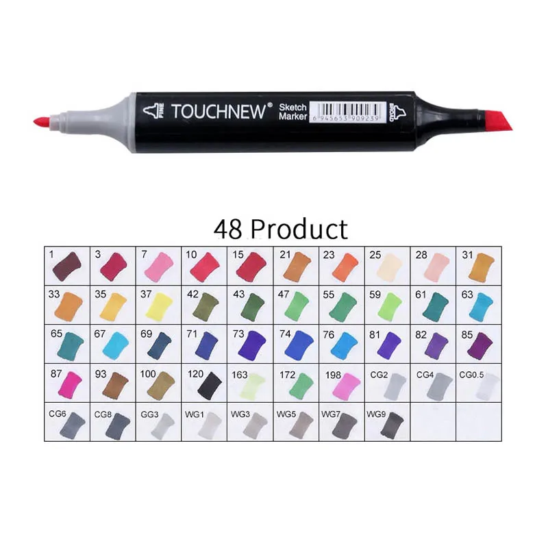 black 48 Product Touchnew Набор цветных копировальных маркеров спиртовые ручки, маркеры для рисования товары для рукоделия кисть манга для рисования акриловый дизайнерский набор ручек для студентов - Цвет: black 48 Product