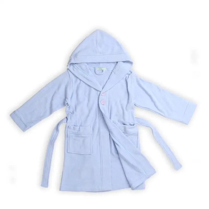 Light Blue Модные банные халаты для мальчиков, махровый банный халат для детей, банный халат для девочек, одевание ночная рубашка из хлопка и полиэстера - Цвет: Light Blue