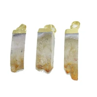 yellow rectangle stone column druzy pendant jewelry making 2021 women magic natural geode druzy raw stone with gold plating