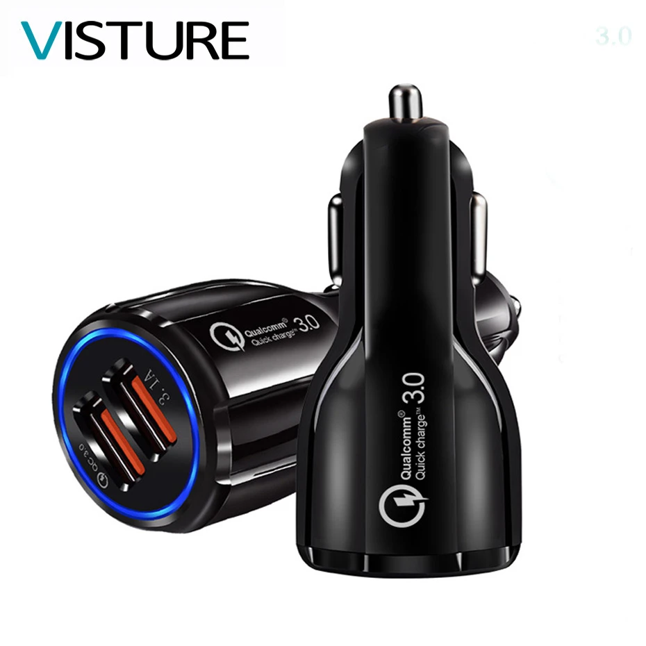 Автомобильное зарядное устройство Quick Charge 3 0 для мобильного телефона с двойным USB