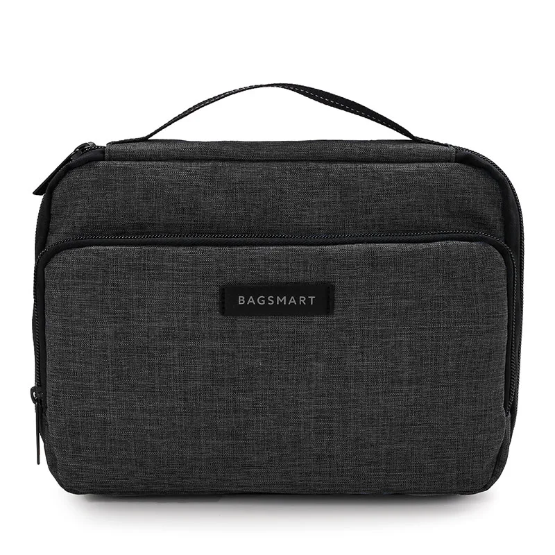 Bagsmart двухслойные органайзеры для путешествий для кабеля Kindle чехол для зарядки телефона большая емкость аксессуары для электроники сумка - Цвет: Черный