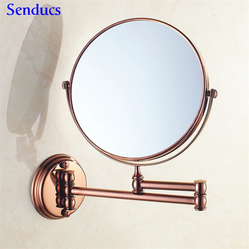 rose-gold Senducs из розового золота, для ванной зеркало с Одежда высшего качества твердой латуни раза косметическое зеркало 8 дюймов 3x зеркала для ванной комнаты - Цвет: rose-gold