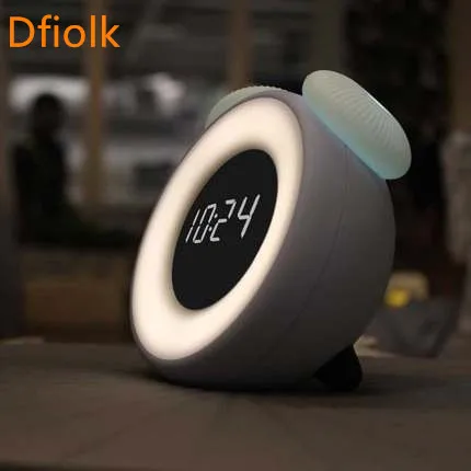 LED mute alarm clock creative bedroom bedside electronic clock smart children cute cartoon rechargeable night light