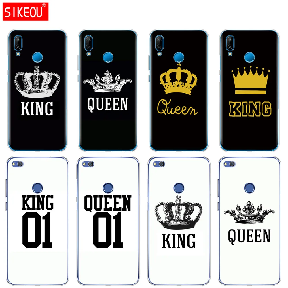 Силиконовый чехол для телефона Huawei P20 P7 P8 P9 P10 Lite Plus Pro 2017 p smart 2018 king queen couple|Бамперы| |
