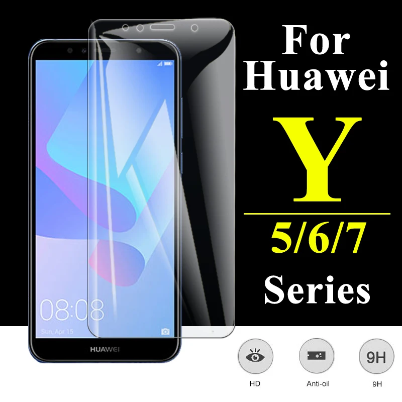 Закаленное стекло для Huawei Y6 Prime 2018 Y7 Защитная пленка экрана Y5 защитный чехол Huawey 6y