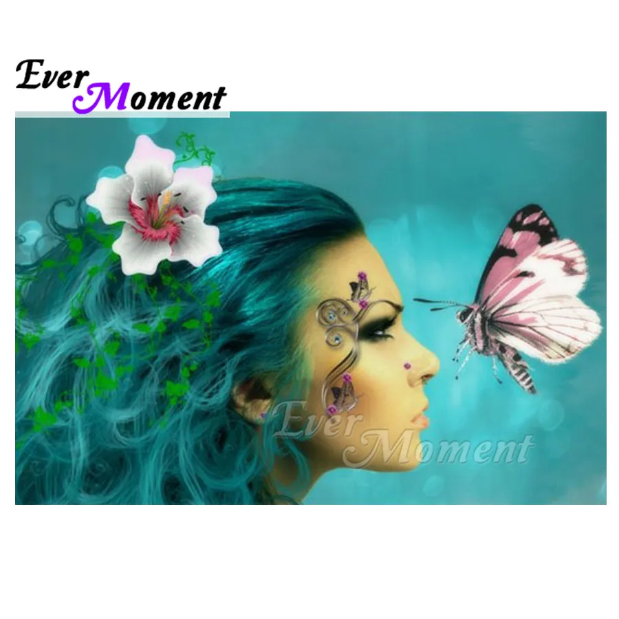 

Ever Moment Diamond Painting Full Square Drill Picture Of Rhinestone Woman Butterfly 5D DIY Decor Diamond Embroidery ASF1473