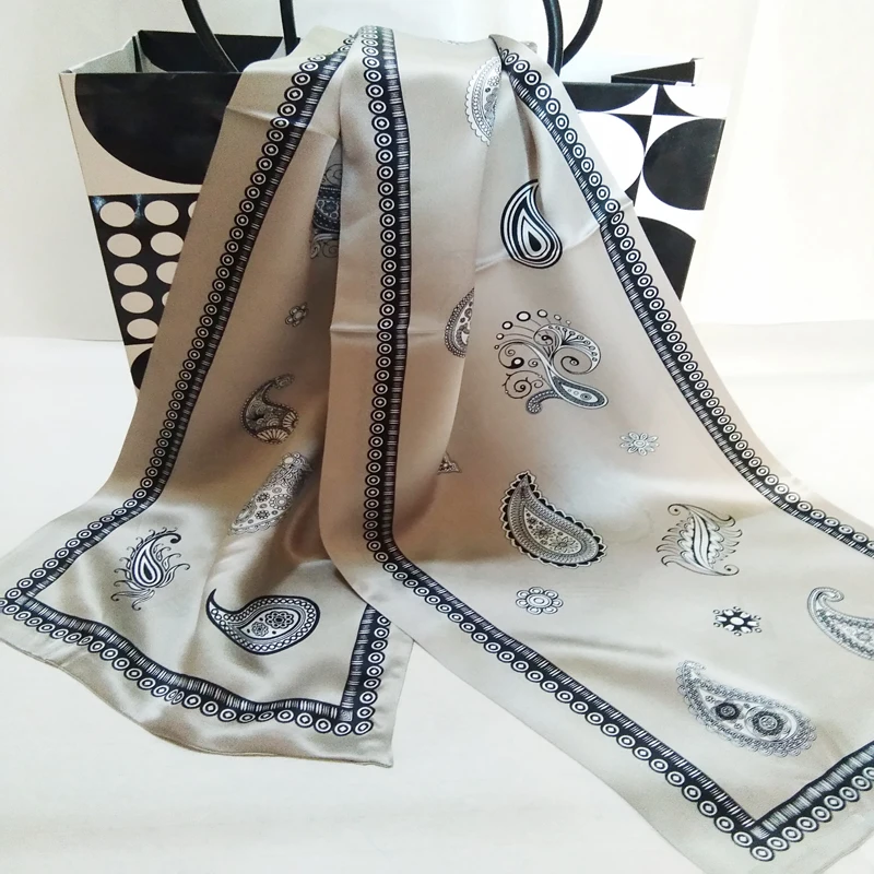 New Vintage 100% pure 12MM thick Silk Scarf Men Fashion paisley Flowers Pattern Print Double Layer Silk Satin Neckerchiefs #4052