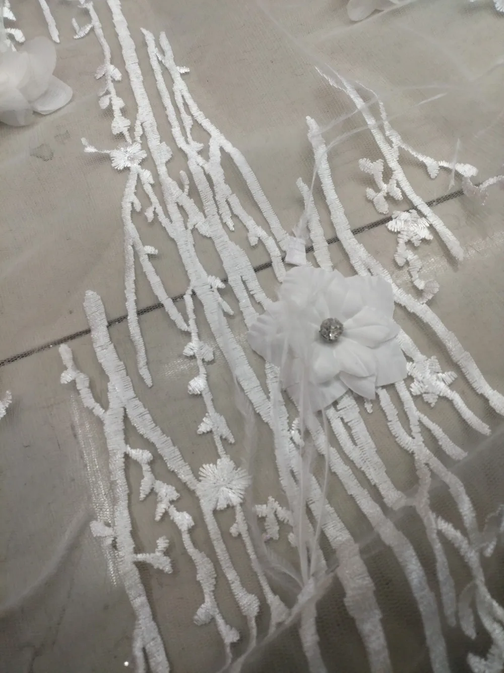 Rench кружевная ткань новый дизайн африканская бисерная 3d Цветочная вышитая