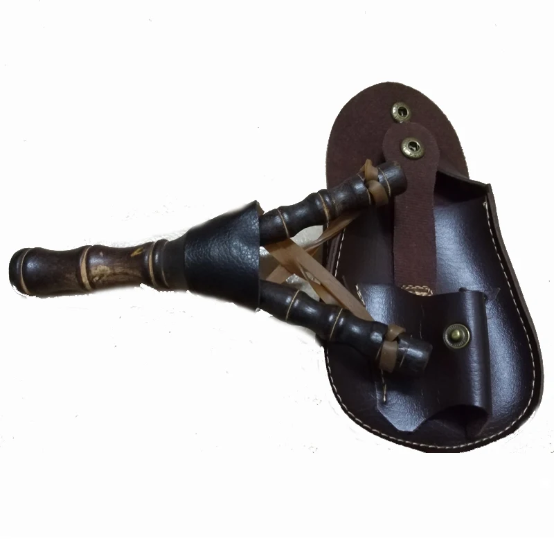 Бамбуковый Рогатка деревянная Резиновая лента катапульты Sling Shot с кожаной