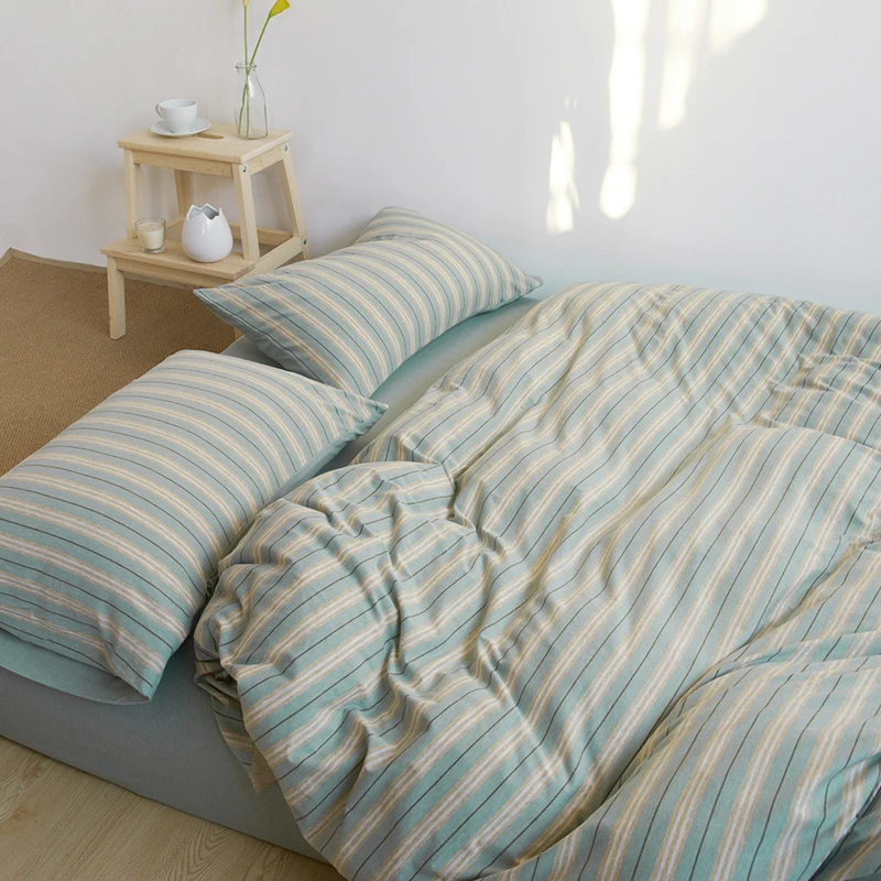 Комплект постельного белья Moden в синюю полоску 4 шт. хлопковое постельное белье