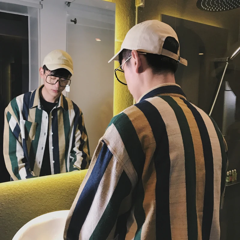 Новинка весны 2018 года модная мужская одежда в полоску гонконгском стиле