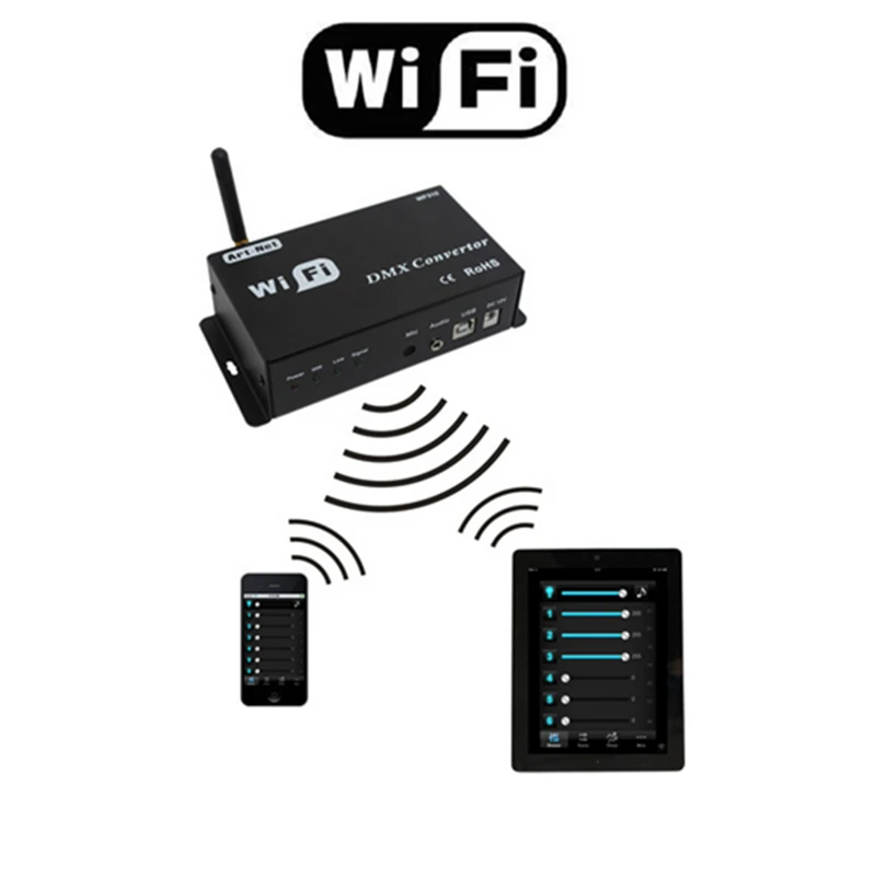 

Бесплатная доставка 5 шт. Новый DMX контроллер WiFi контролируется Android или IOS Системы Wi-многоточечный контроллер WF310 Бесплатная доставка