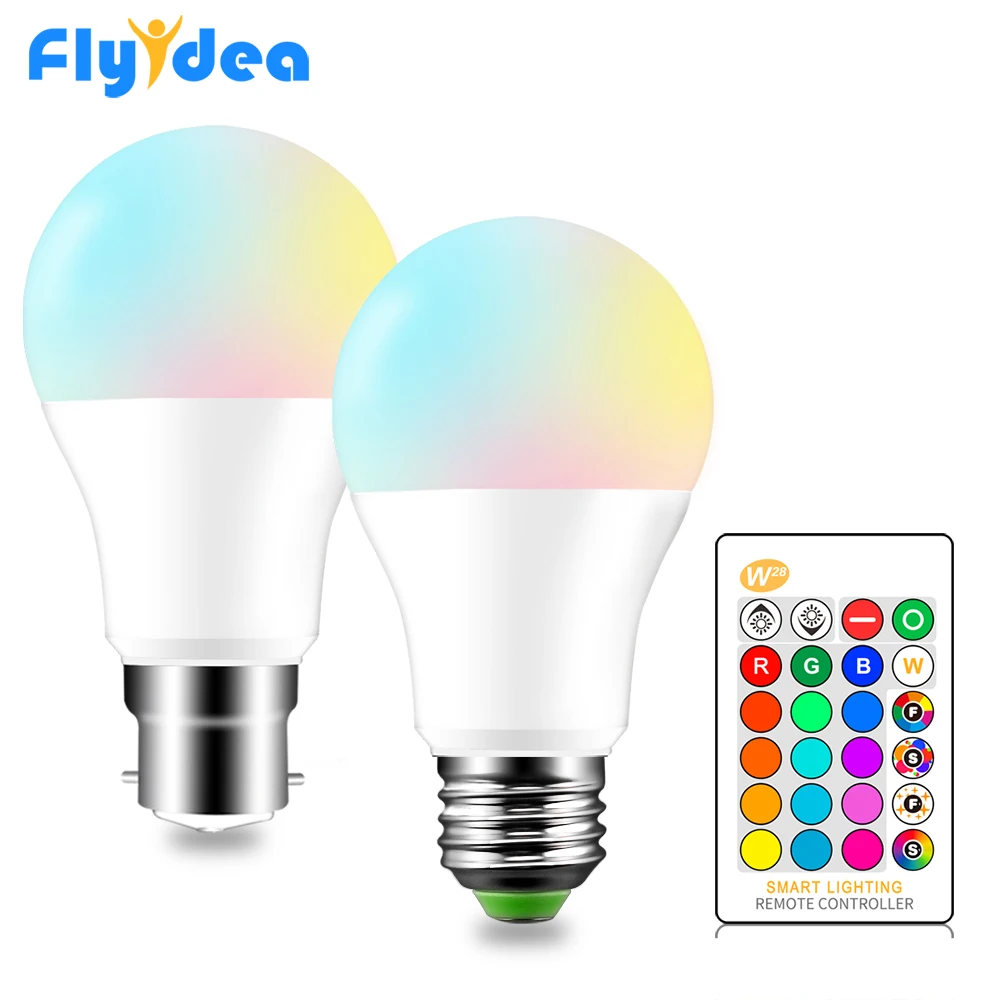 RGB Светодиодная лампа E27 B22 диммируемая 16 меняющих цвет волшебных ламп 5 Вт 10 15 AC 110