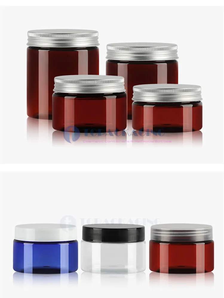 30 шт.* 100/150/200/250G крем баночки для крема пластиковый косметический контейнер Макияж маска бак, Упаковочная горшок банки Алюминий Кепки
