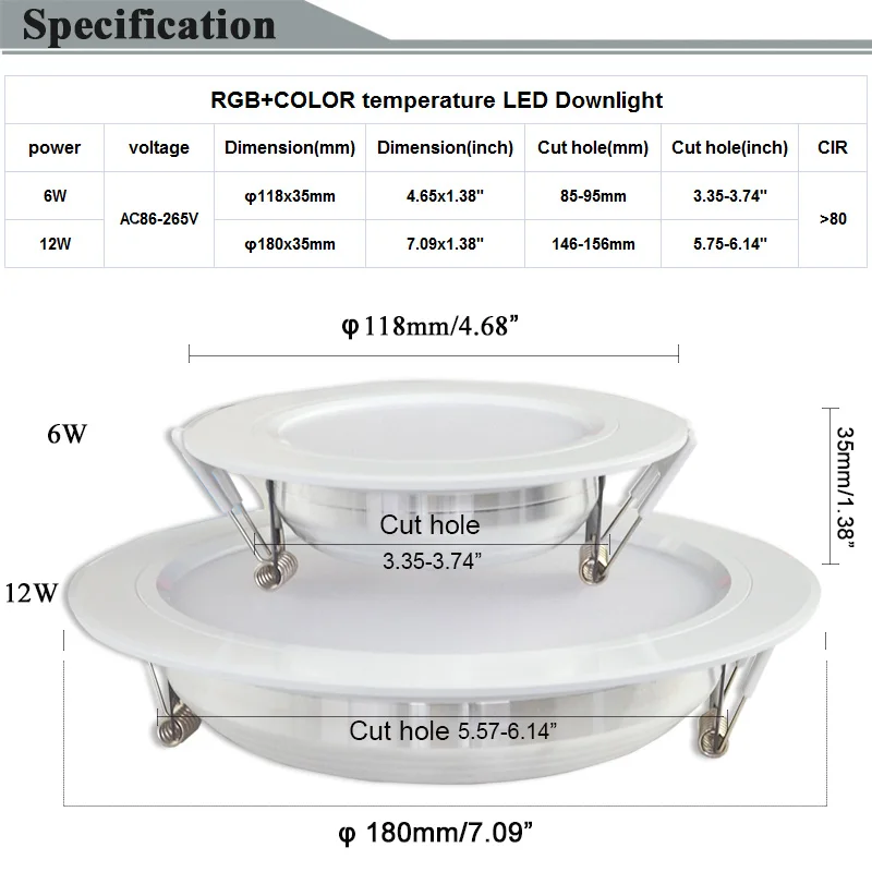 Умная лампа с регулируемой яркостью RGB + CCT изменение цвета|led downlight|led downlight lampdownlight