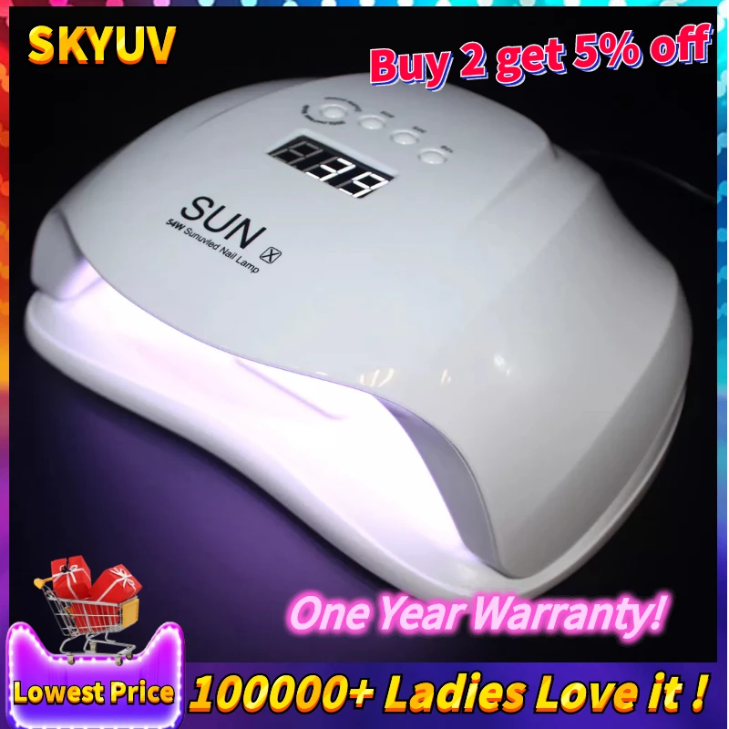 Сушилка для ногтей SUNX Plus 54W UV LED SUN Polish Lamp Gel для вылечивания маникюра световым инструментом автоматического датчика.