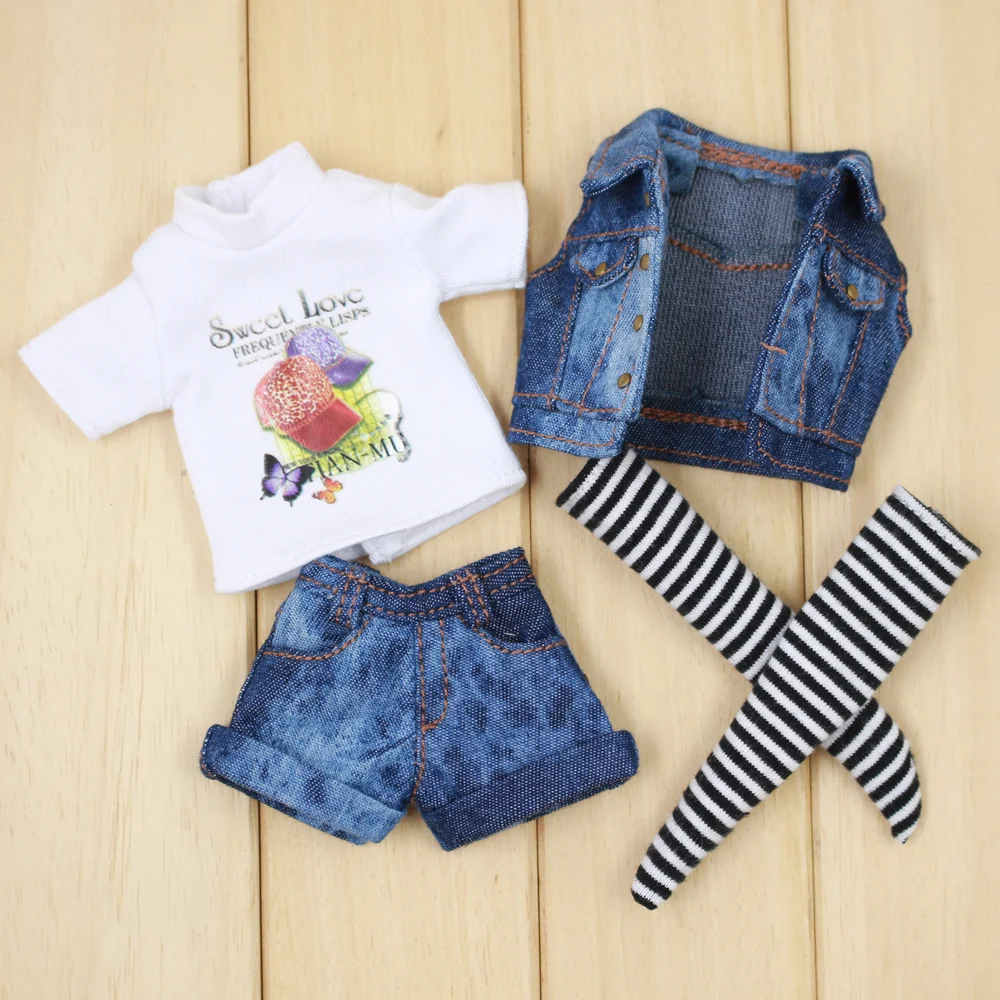 Комплект одежды для Blyth doll джинсовая куртка футболка носки и джинсовые штаны