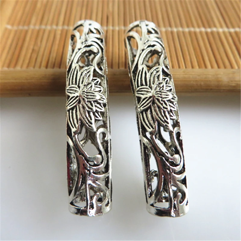 5 шт. античная серебряная гибкая трубка Резной Цветок слайдер распорка Шарм для