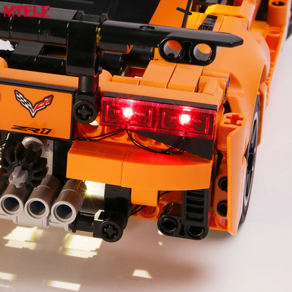 MTELE Brand LED Light Up Kit Toy For Technic Series Chevrolet Corvette ZR1 Lighting Set Compatile With 42093