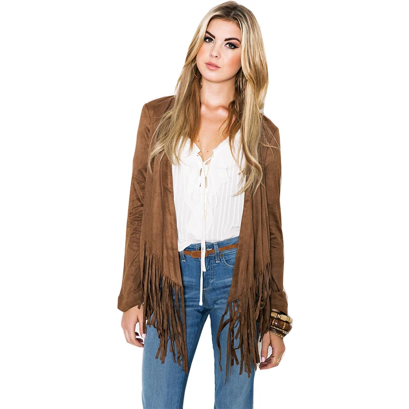 Женский кардиган с длинным рукавом кисточками|Женские куртки| |