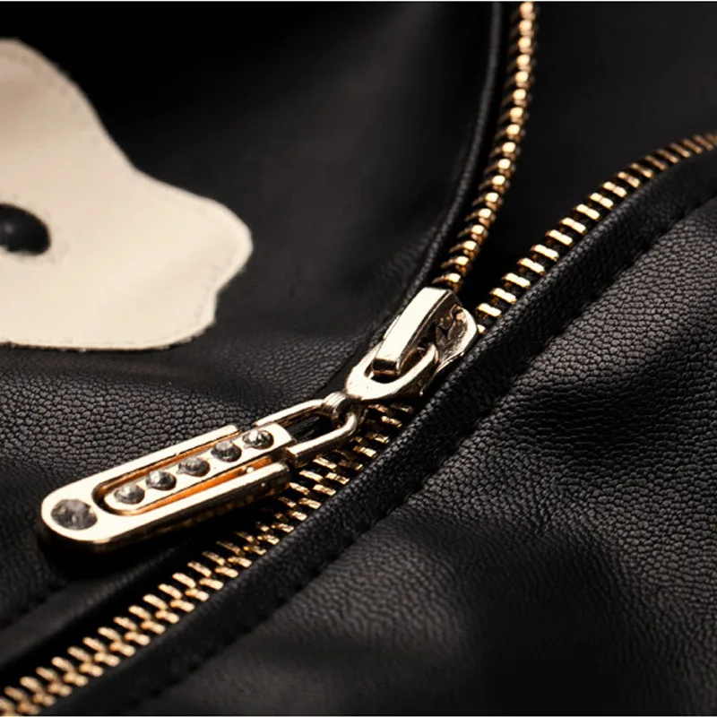 2017 Женское пальто из искусственной кожи Женская куртка с аппликацией новинка