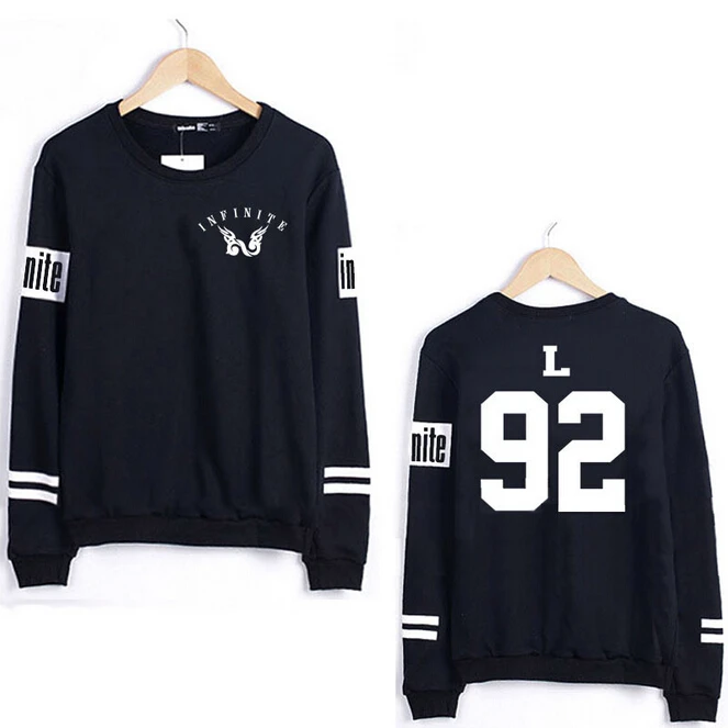 

2015 new arrival infinite black pullover hoodies men women kpop infinite member name print o neck sweatshirt sudaderas