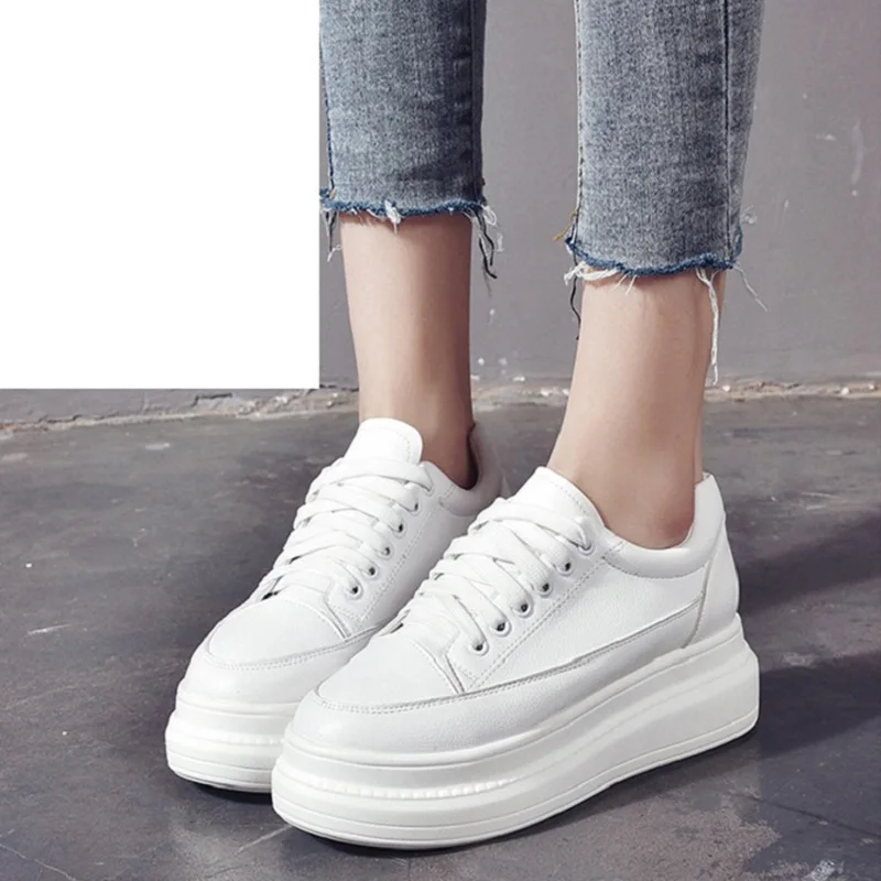 

New Fashion Platform Sneakers Shoes Woman Height Increasing Casual Shoes Platform Heels Female Leisure Women White Sneakers