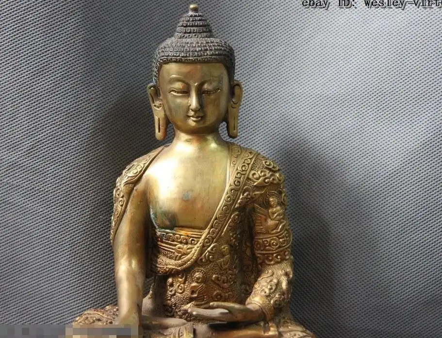 China Buddhism Temple Bronze Copper Sakyamuni Tathagata Rulai God Buddha Statue | Дом и сад