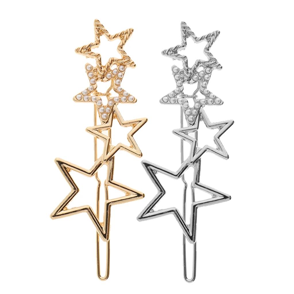 Женская заколка для волос в стиле ретро из сплава с жемчужинами форме звезды