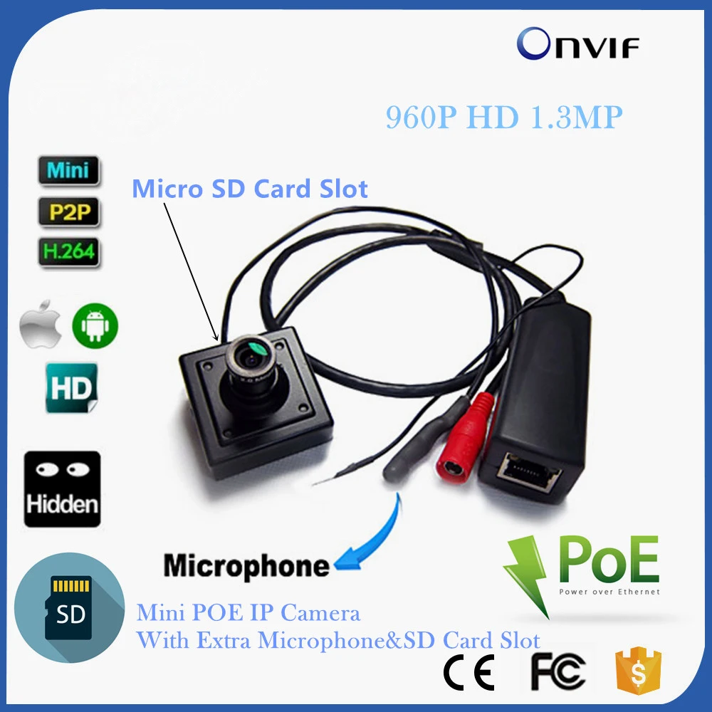 3 6 мм Len POE Мини IP камера 1.3MP 960P CCTV безопасности микро дом самая маленькая Hd SD слот