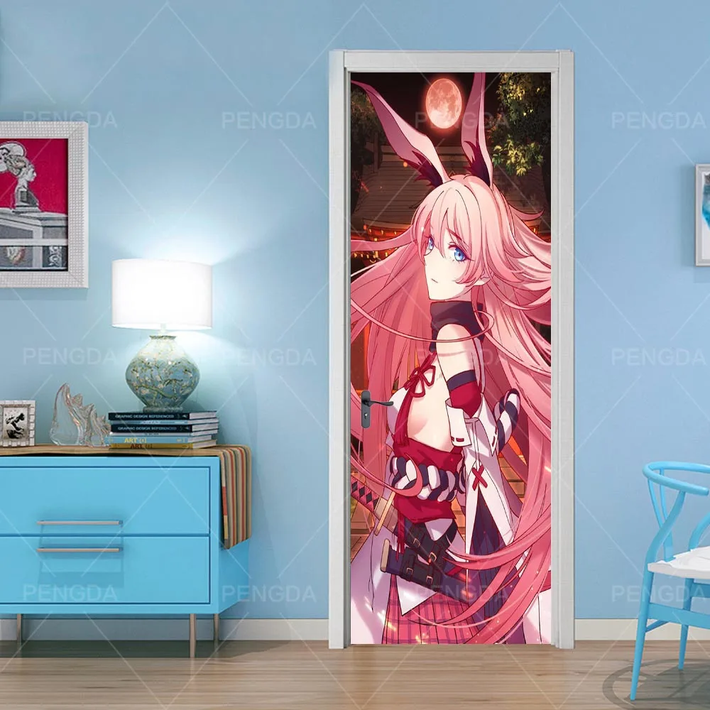 Самоклеющаяся наклейка на дверь Yaezakura обои для дверей Diy холст печать