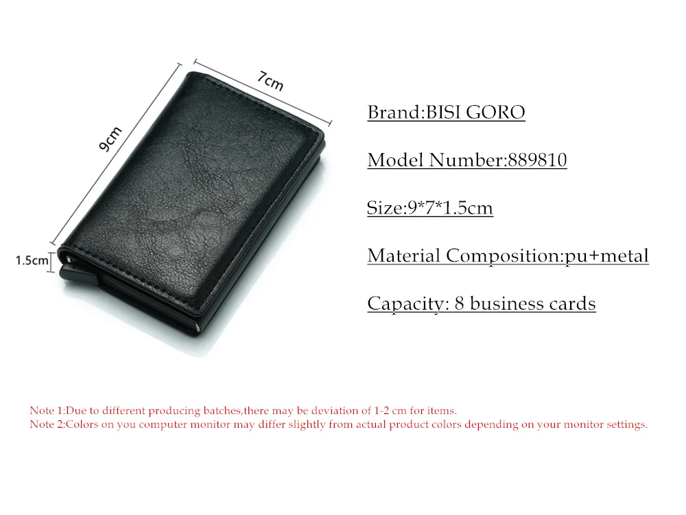 BISI GORO Тонкий RFID кошелек Бизнес-держатель для карт на застежке алюминиевый кошелек для кредитных карт Металлический Мини Смарт-кошелек для мужчин
