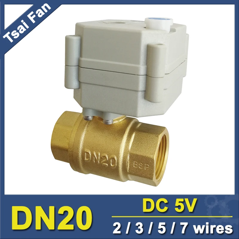 Латунь 3/" 2 Way Электрический шаровой кран DC5V 2/3/5/7 провода электрический Управление клапан с индикатором и ручного управления TF20-B2-B