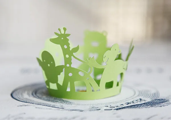 

Free Shipping green animal paradise cupcake wrappers paper mini cupcakes cup cake birthday baby shower baking cups wrapper