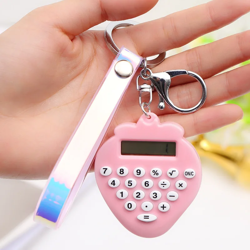 Pink Модные ювелирные изделия пластиковые Цифры электронный мини клубничный калькулятор брелок для женщин мальчик девочка подарок Студенческая сумка кулон брелок - Цвет: Pink
