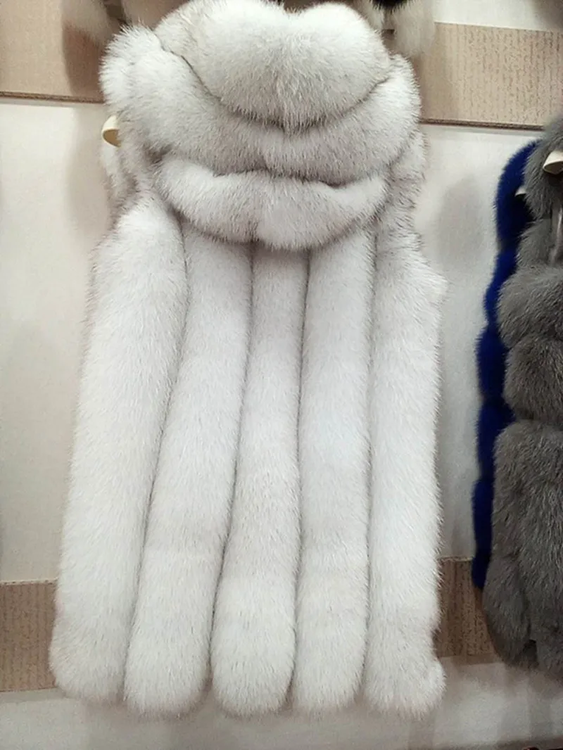 (TopFurMall) роскошный жилет из натурального Лисьего меха с капюшоном осенне зимний