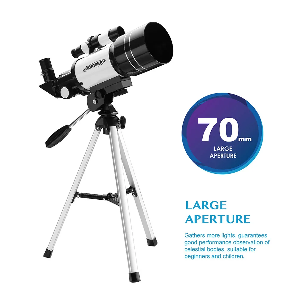 AOMEKIE 30070 Astronomical Telescope with Phone Holder Compact Tripod 15-140X Moon Watching Monocular for Kid Beginner | Инструменты