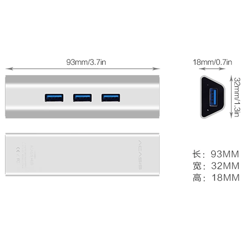 Высокое качество Acasis HS0063 Алюминий Супер скорость 5 Гбит/с USB 3 0 концентратор