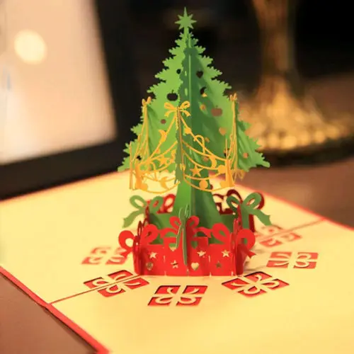 Счастливого Рождества ручной работы с рождественской ёлкой 3D Pop Up складной Новый