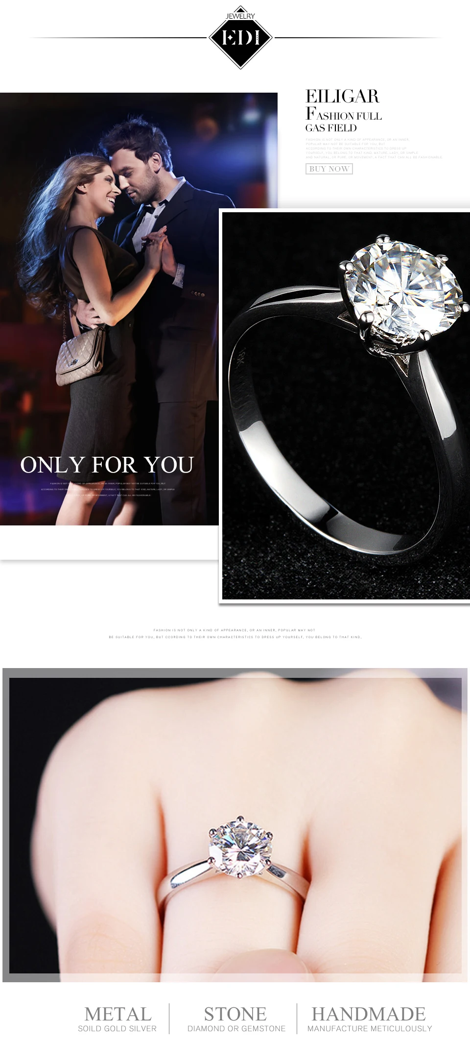 EDI Forever Brilliant 1ct круглой огранки Moissanites кольцо с бриллиантом 9 К белого золота с бриллиантами Обручение группа для Для женщин