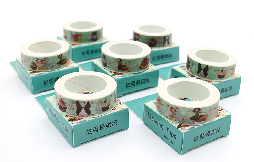 Коробка посылка серый кроликов и десерты лента Washi клейкой ленты декоративные