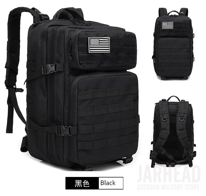 Темно-синий Тактический штурмовой рюкзак 3P EDC Molle, мужской рюкзак для занятий спортом на открытом воздухе, альпинизмом 45L, охотничьей походной Оксфордской сумкой