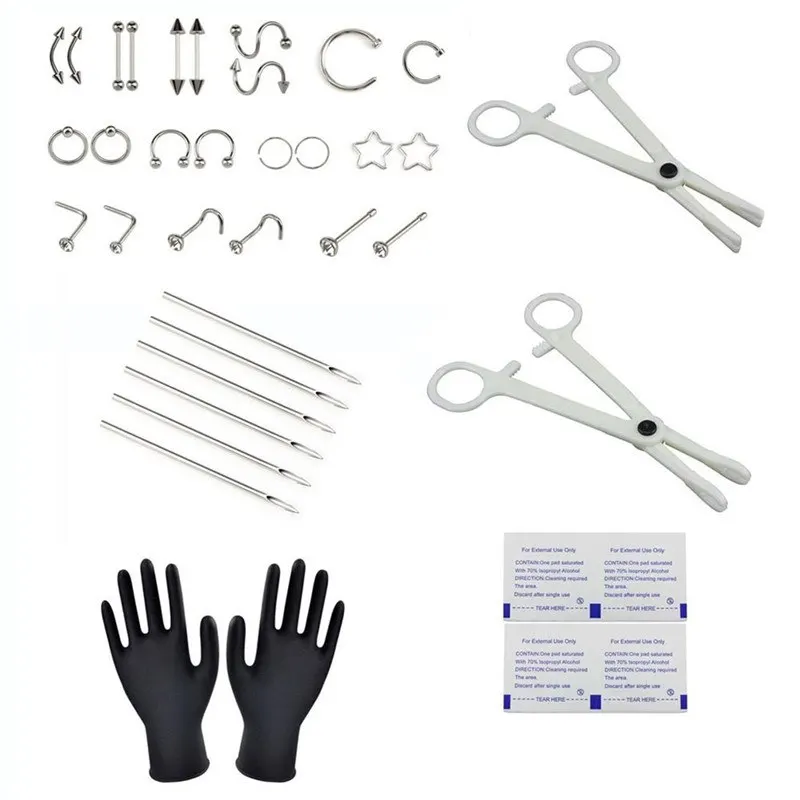 38 шт./компл. иглы для языка живота сосок бровь губ кольцо носа пирсинг тела